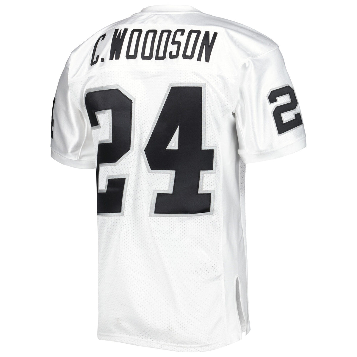 Las Vegas Raiders 2002 Charles Woodson White Authentic Throwback Retired Player Jersey product image 4, provided for visual