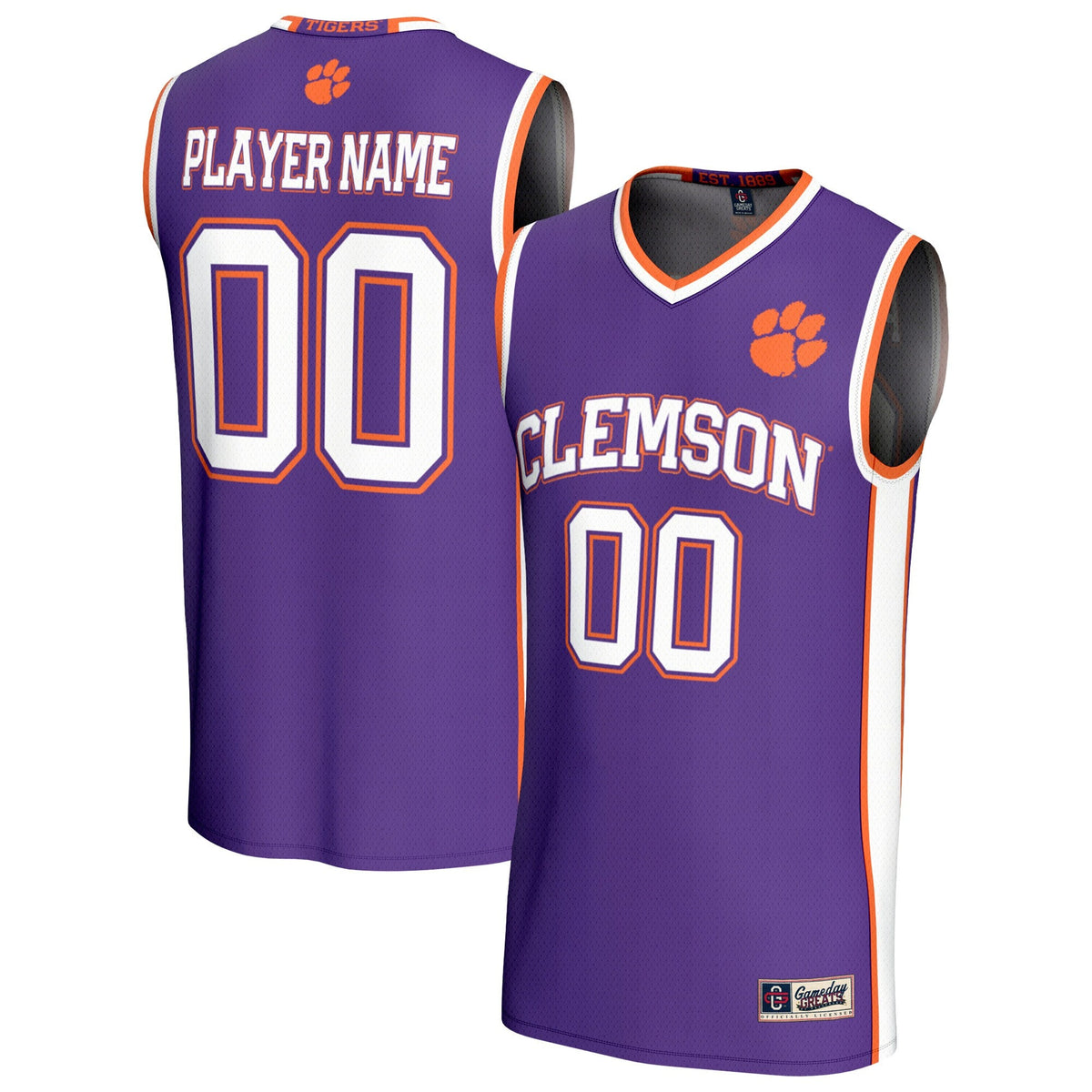 Clemson Tigers Lightweight Collegiate Basketball NIL Pick-A-Player Fashion Jersey - Purple product image 1, provided for