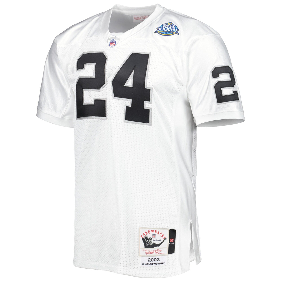 Las Vegas Raiders 2002 Charles Woodson White Authentic Throwback Retired Player Jersey product image 3, provided for visual