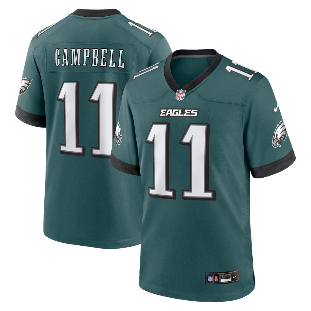 Philadelphia Eagles Jihaad Campbell Midnight Green Team Game Jersey product image 2, provided for visual reference and