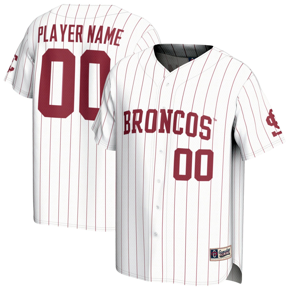 Santa Clara Broncos Lightweight Collegiate Baseball NIL Pick-A-Player Fashion Jersey - White product image 1, provided for