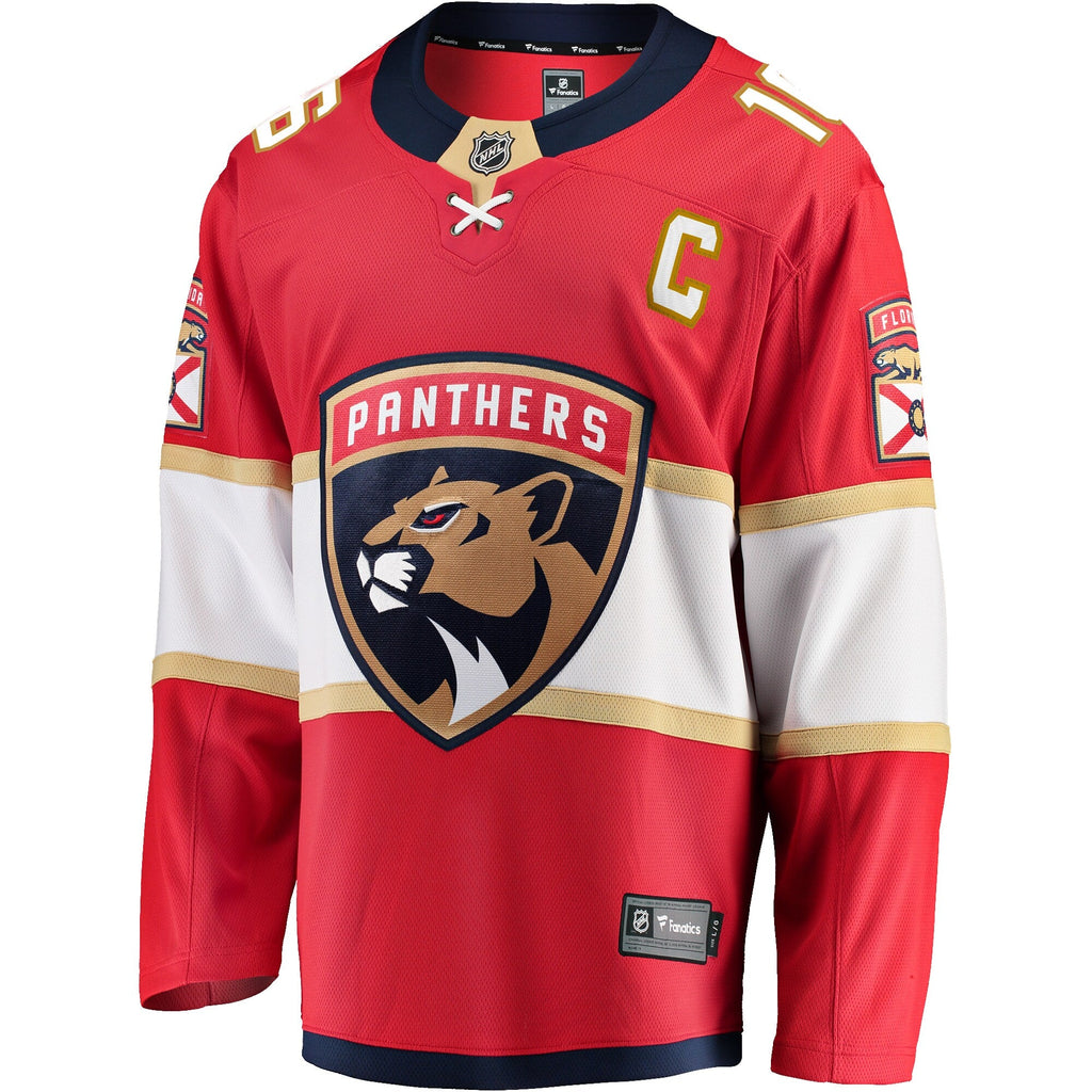 Florida Panthers Aleksander Barkov Red Captain Patch Home Breakaway Jersey product image 3, provided for visual reference