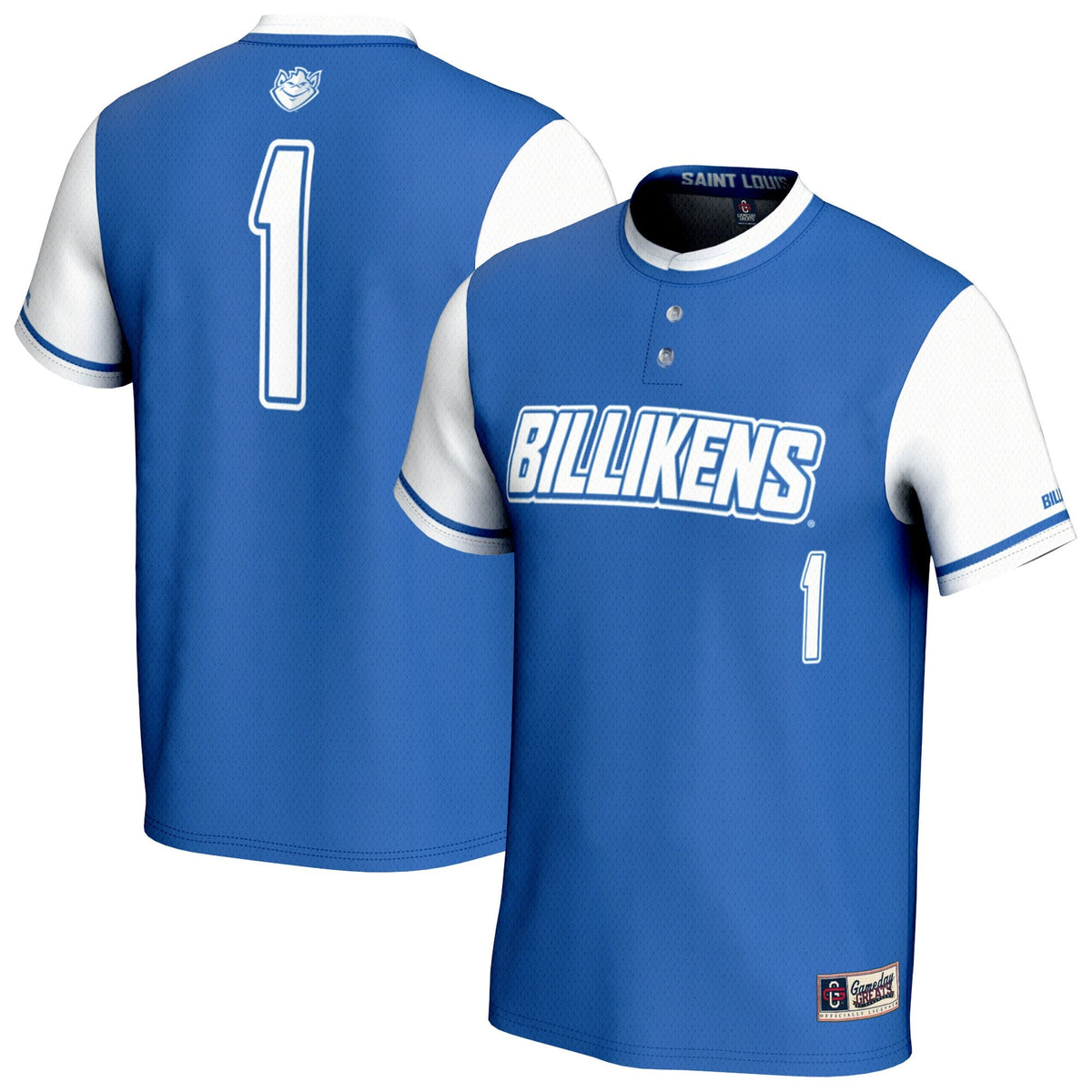 Saint Louis Billikens Lightweight Collegiate Softball Fashion Jersey - Blue product image 1, provided for visual reference