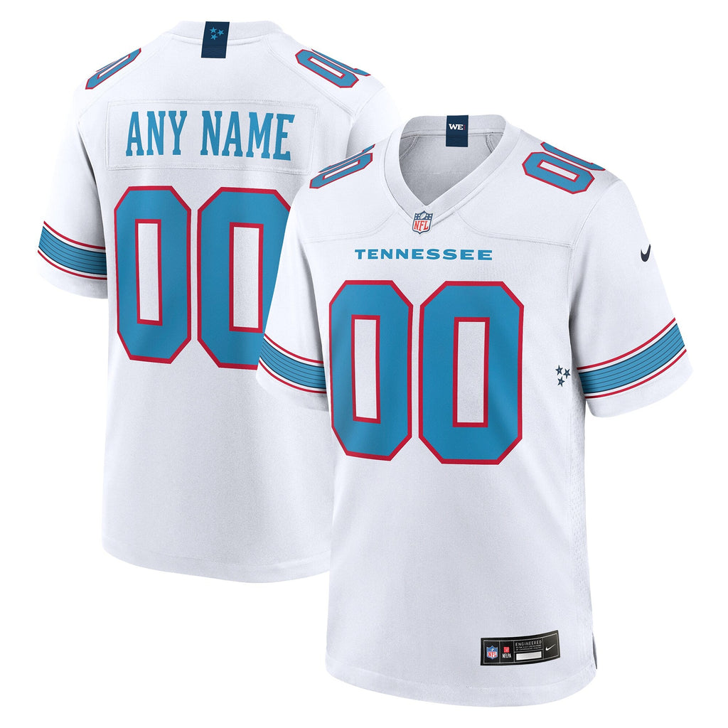 Tennessee Titans White Game Custom Jersey product image 1, provided for visual reference and product detail review