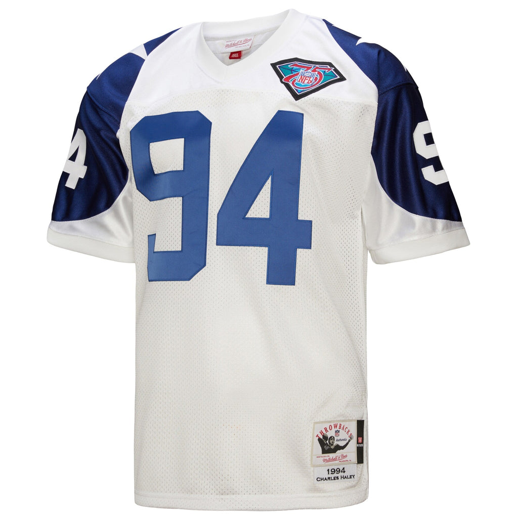 Dallas Cowboys 1994 Charles Haley White Authentic Throwback Retired Player Jersey product image 3, provided for visual
