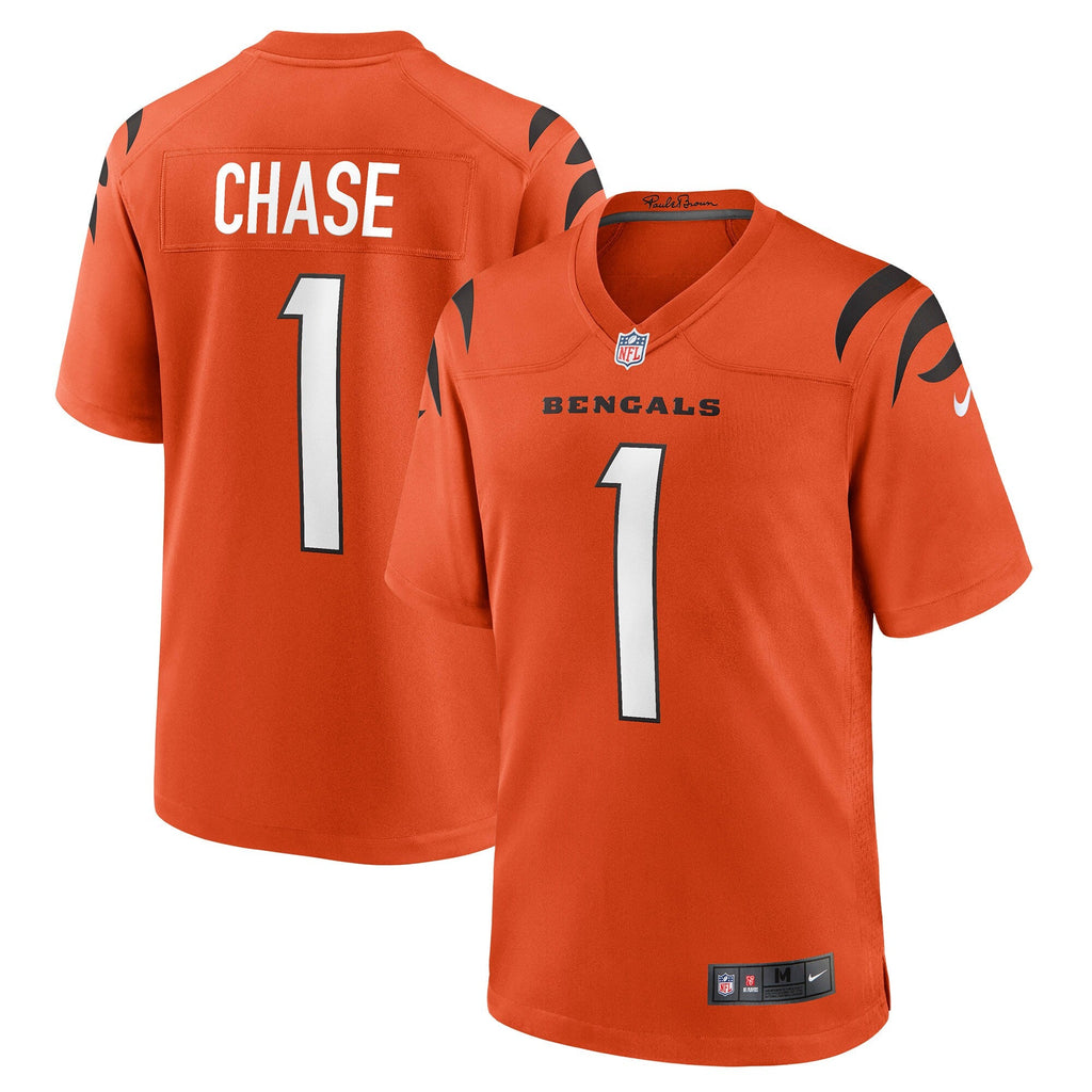 Cincinnati Bengals Ja'Marr Chase Orange Alternate Game Jersey product image 1, provided for visual reference and product