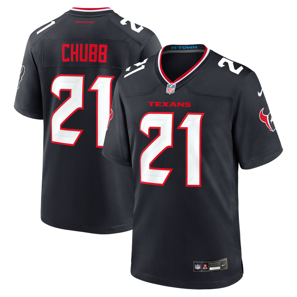 Houston Texans Nick Chubb Navy Team Game Jersey product image 1, provided for visual reference and product detail review