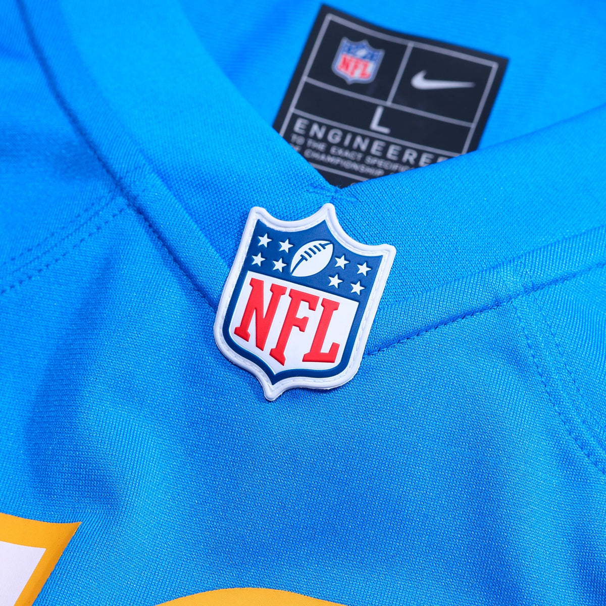 Los Angeles Chargers Powder Blue Custom Game Jersey product image 5, provided for visual reference and product detail review