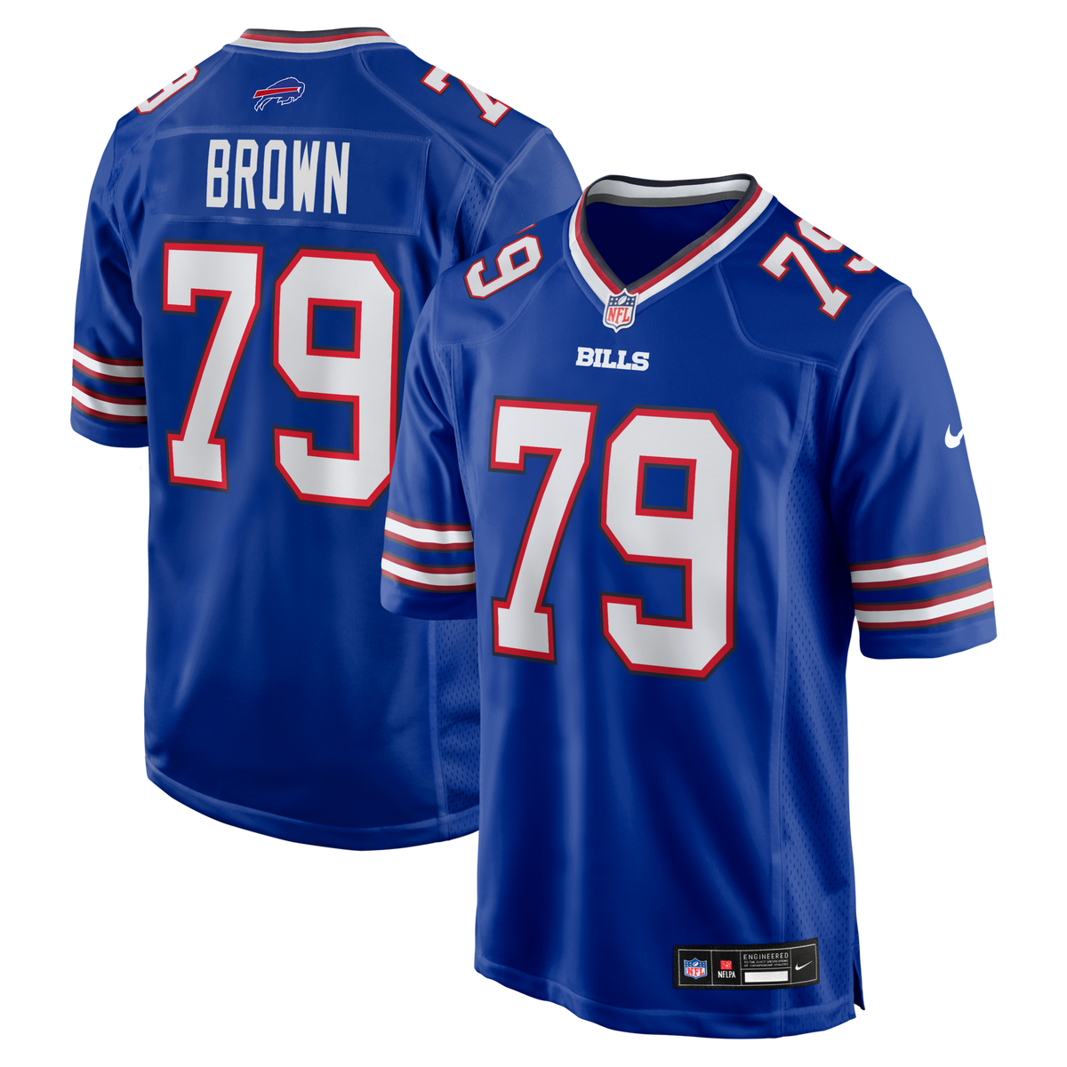 Buffalo Bills Ruben Brown Royal Game Retired Player Jersey product image 1, provided for visual reference and product detail