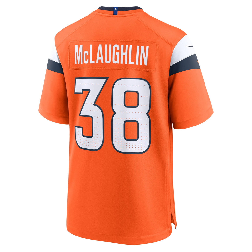 Denver Broncos Jaleel McLaughlin Orange Team Game Jersey product image 3, provided for visual reference and product detail