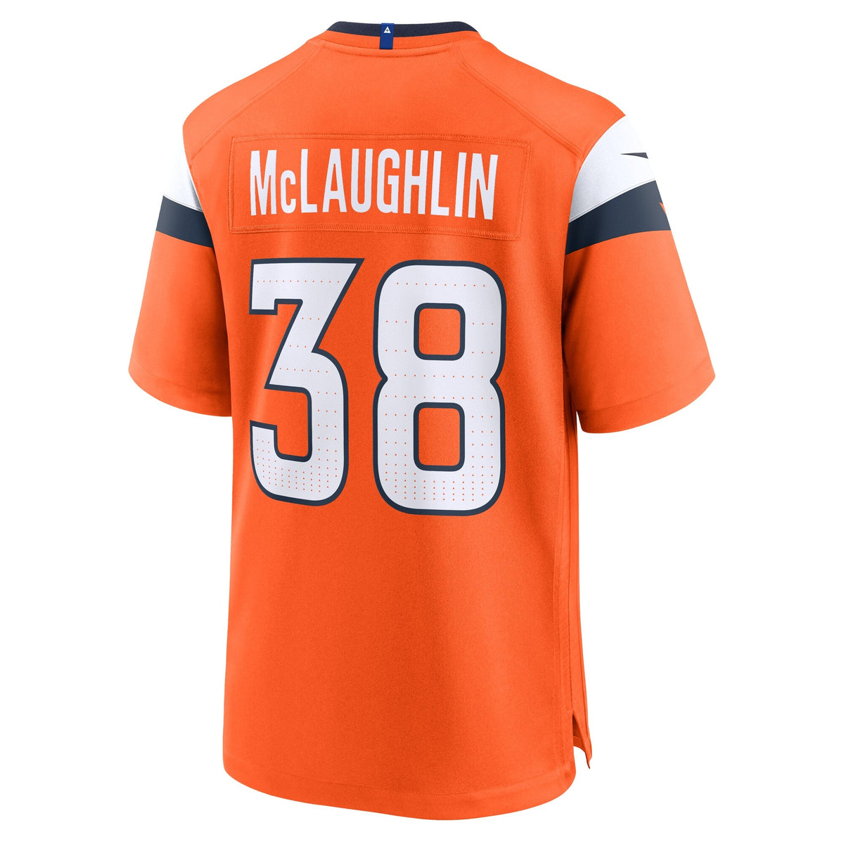 Denver Broncos Jaleel McLaughlin Orange Team Game Jersey product image 3, provided for visual reference and product detail