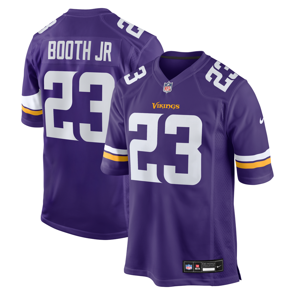 Minnesota Vikings Andrew Booth Jr. Purple Player Game Jersey product image 1, provided for visual reference and product
