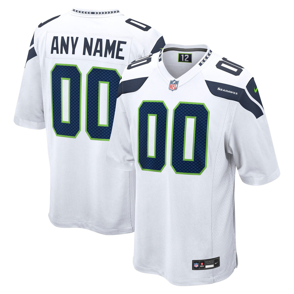 Seattle Seahawks White Custom Game Jersey product image 1, provided for visual reference and product detail review