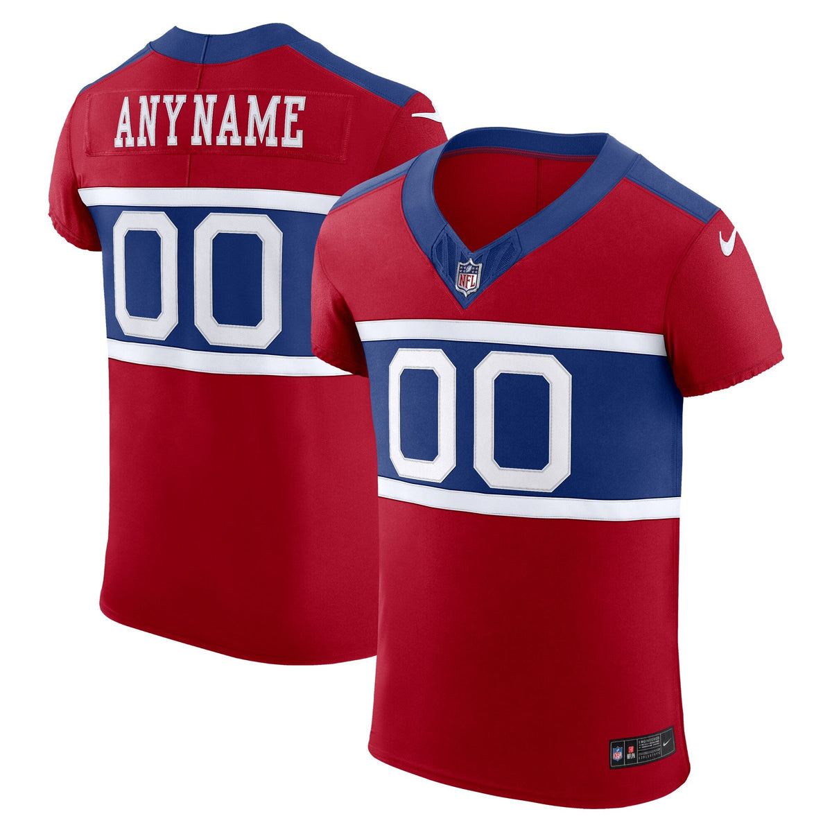 New York Giants Red Alternate Vapor F.U.S.E. Elite Custom Jersey product image 2, provided for visual reference and product