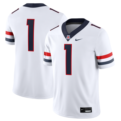 #1 Arizona Wildcats Road Game Football Jersey - White product image 2, provided for visual reference and product detail