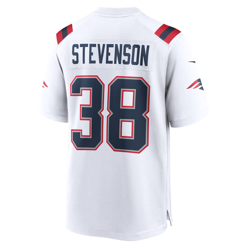 New England Patriots Rhamondre Stevenson White Game Player Jersey product image 4, provided for visual reference and product