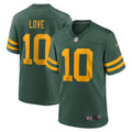 Green Bay Packers Jordan Love Green Alternate Game Jersey product image 1, provided for visual reference and product detail