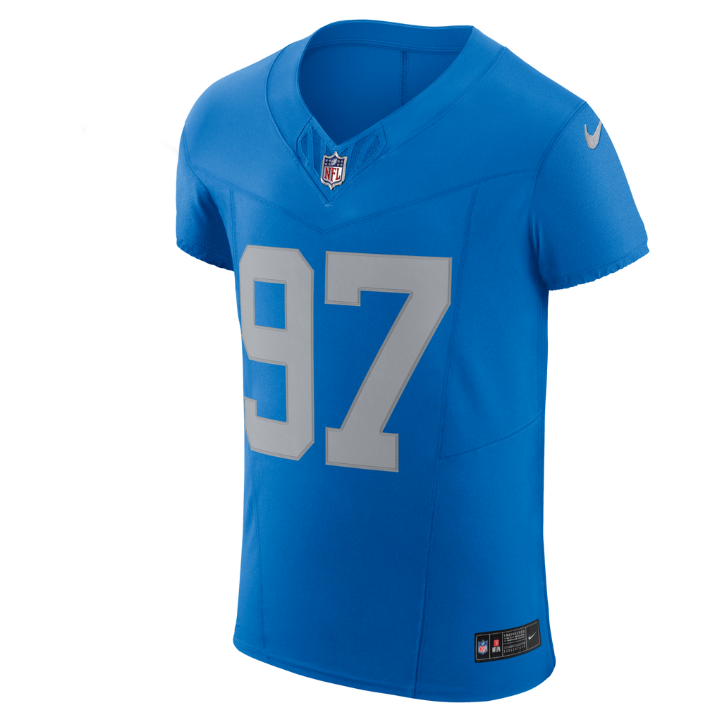 Detroit Lions Aidan Hutchinson Blue Alternate Vapor F.U.S.E. Elite Jersey product image 2, provided for visual reference and