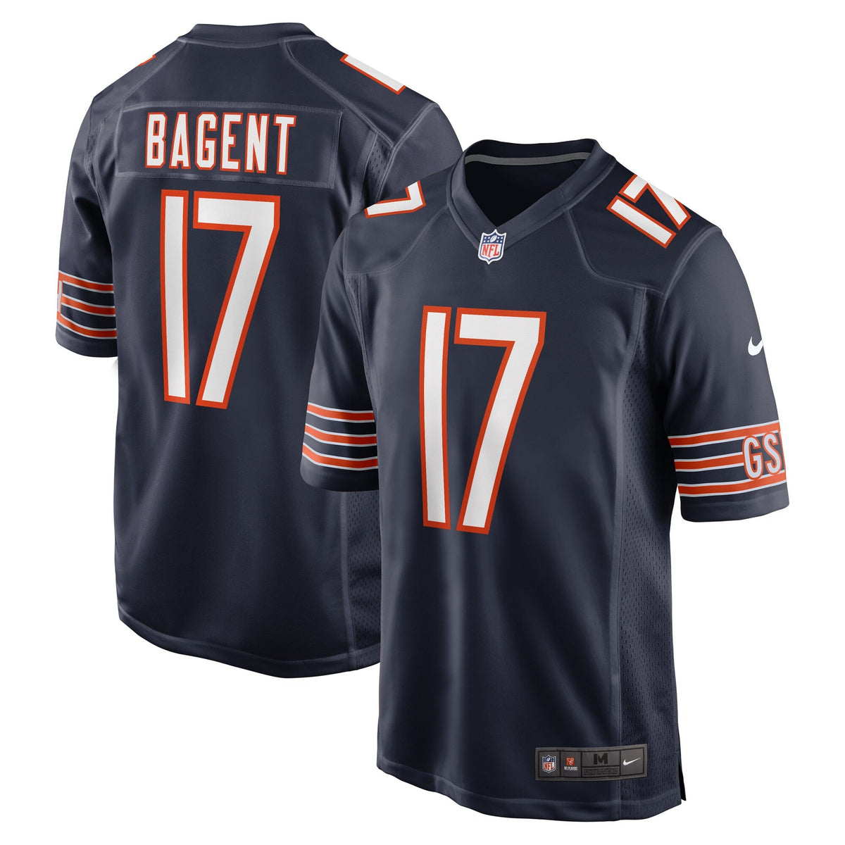 Chicago Bears Tyson Bagent Navy Game Jersey product image 2, provided for visual reference and product detail review