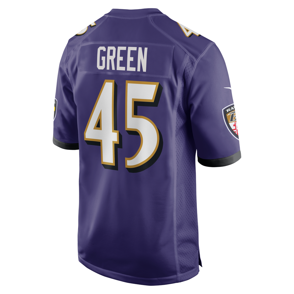 Baltimore Ravens Mike Green Purple Team Game Jersey product image 3, provided for visual reference and product detail review
