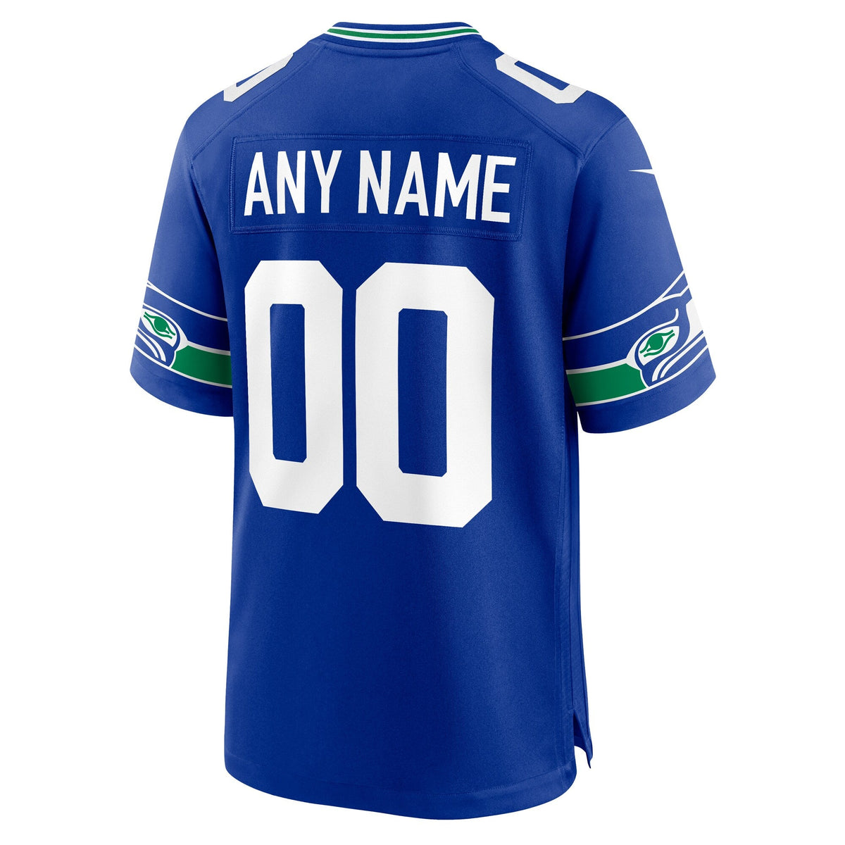Seattle Seahawks Royal Throwback Custom Jersey product image 4, provided for visual reference and product detail review
