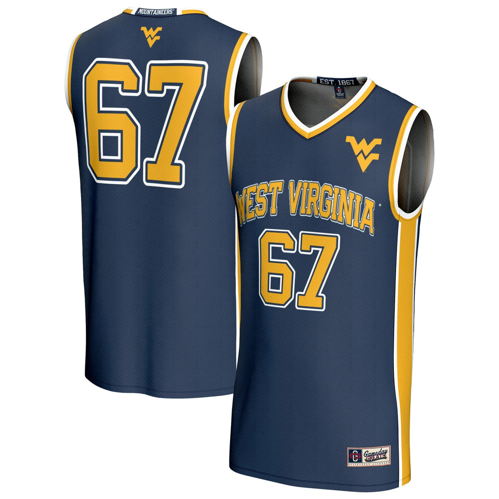West Virginia Mountaineers Lightweight Collegiate Basketball Fashion Jersey - Navy product image 2, provided for visual