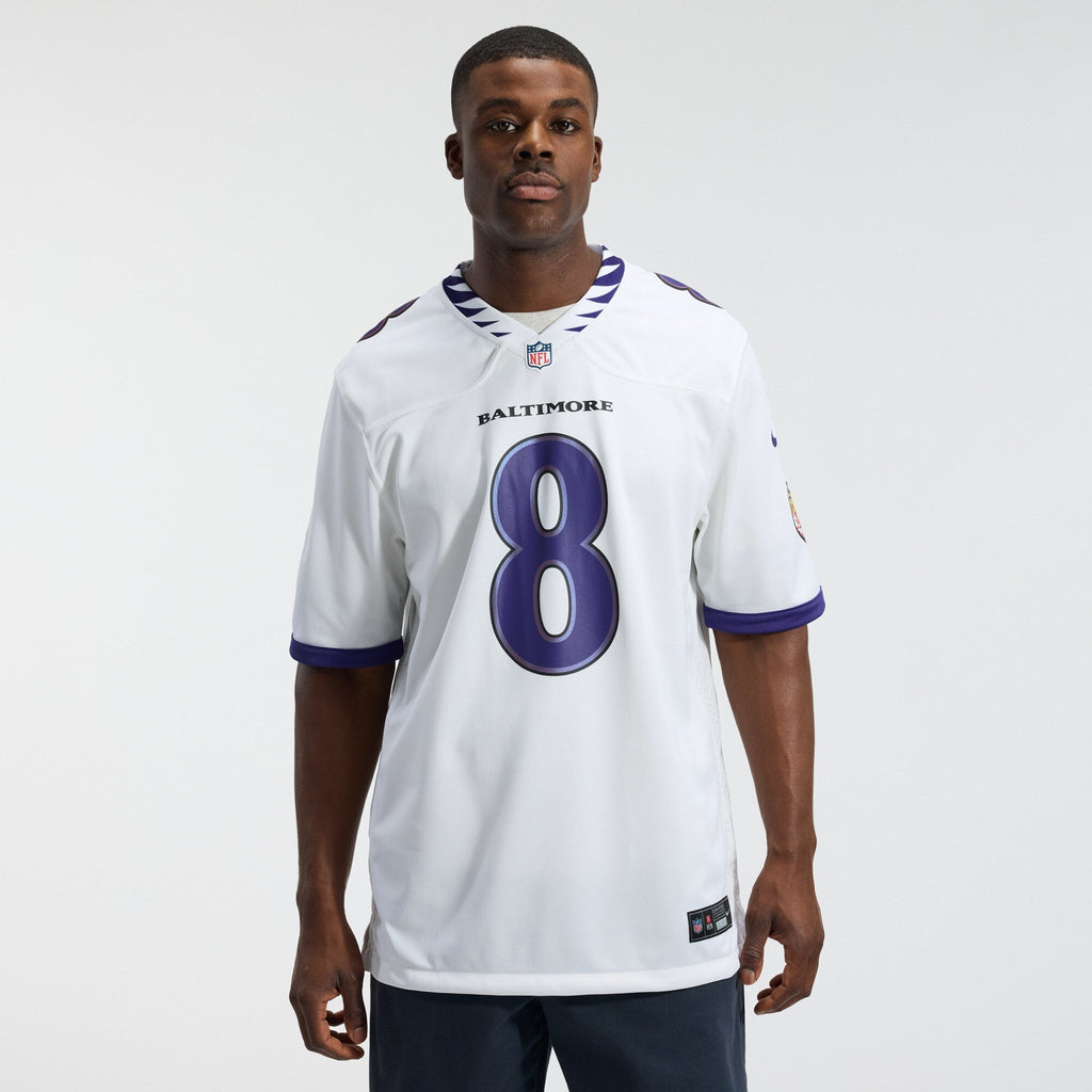 Baltimore Ravens Lamar Jackson White Game Jersey product image 3, provided for visual reference and product detail review