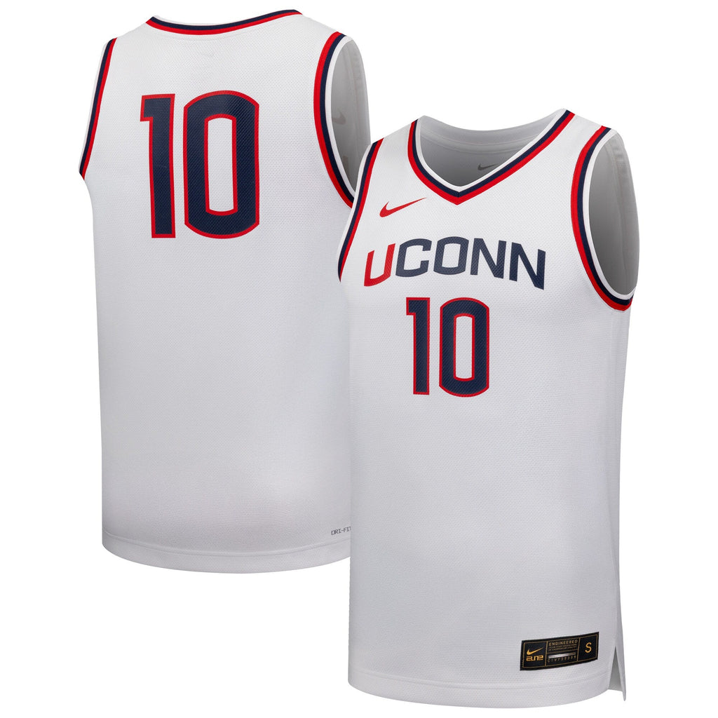 #10 UConn Huskies Replica Basketball Jersey - White product image 2, provided for visual reference and product detail review