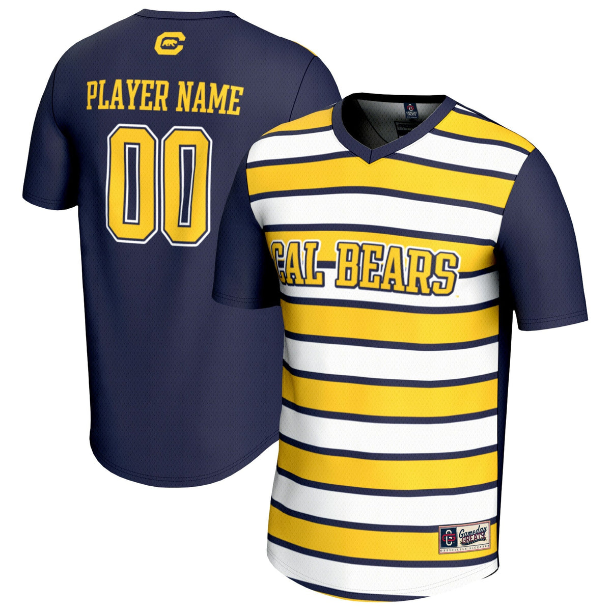 Cal Bears Collegiate Soccer NIL Pick-A-Player Fashion Jersey - Navy/Gold product image 1, provided for visual reference and