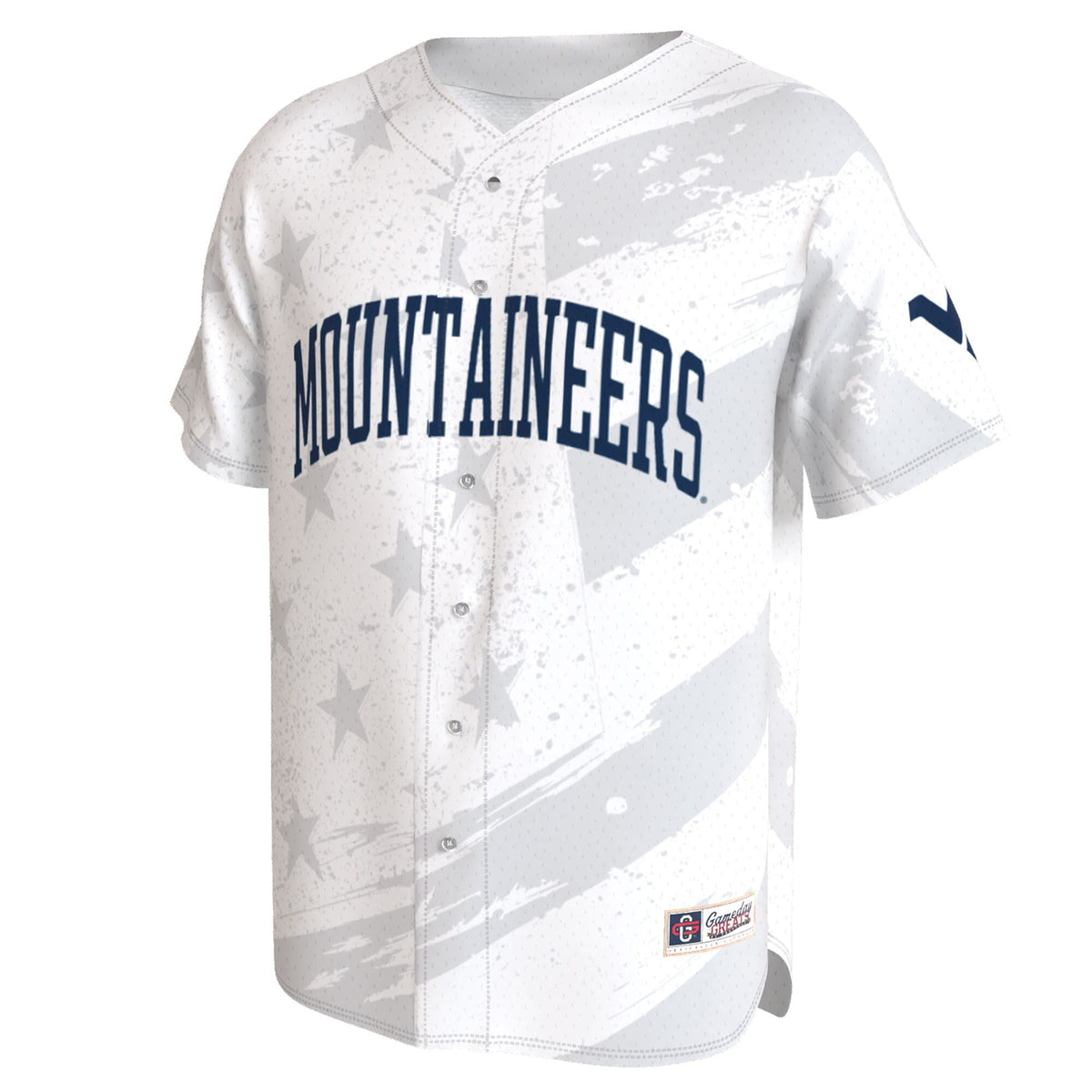West Virginia Mountaineers Lightweight Collegiate Baseball Americana Fashion Jersey - White product image 3, provided for