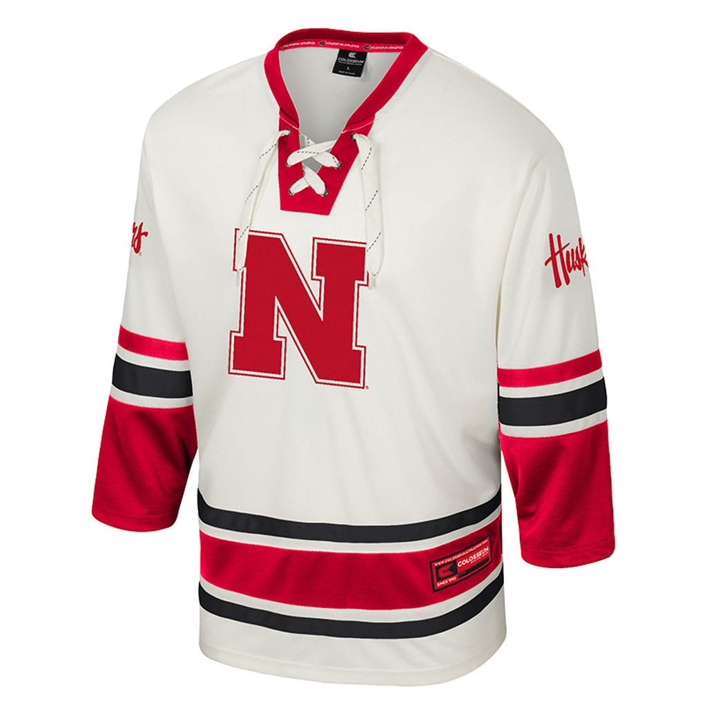 Nebraska Huskers Puck Proud Fashion Hockey Jersey - Cream product image 3, provided for visual reference and product detail