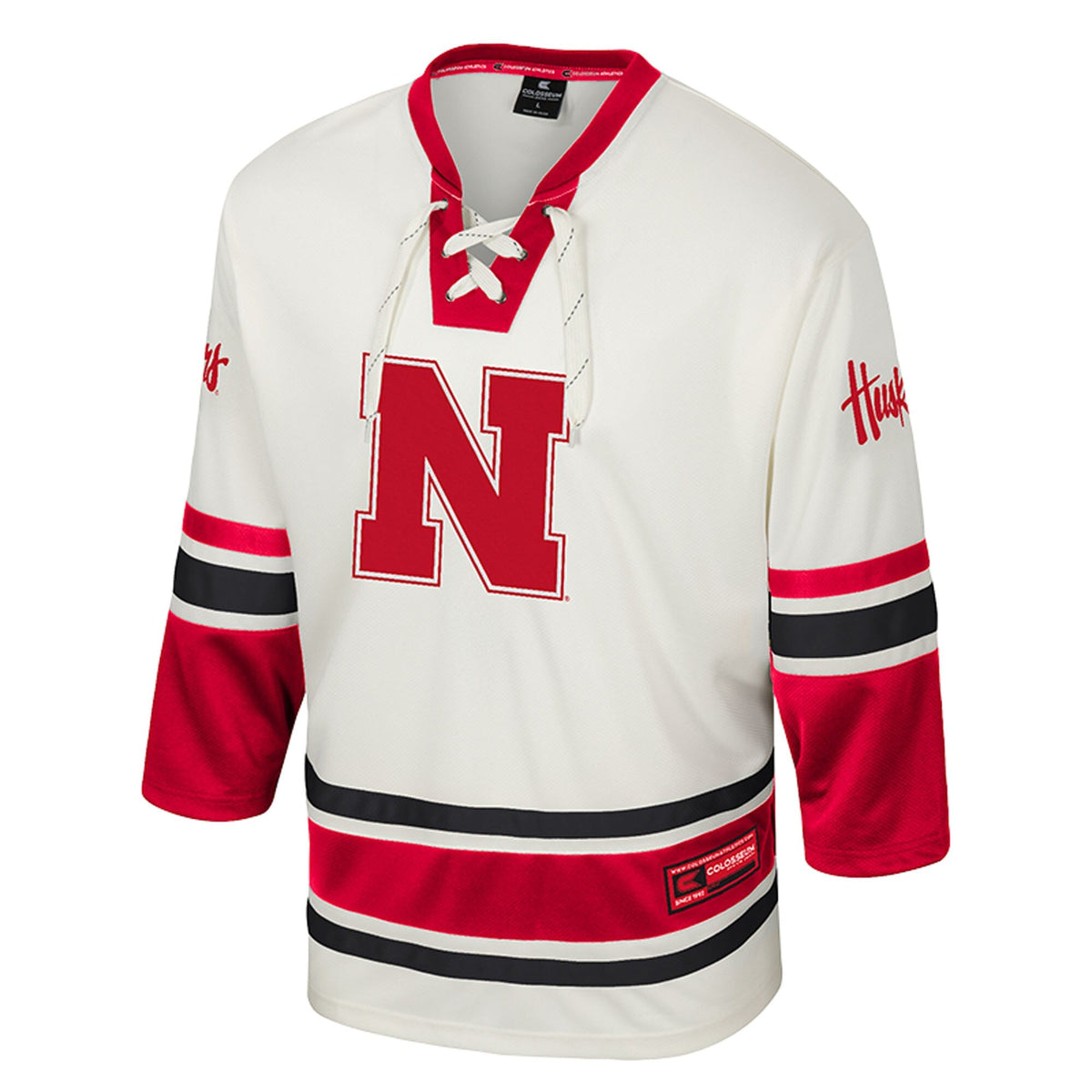 Nebraska Huskers Puck Proud Fashion Hockey Jersey - Cream product image 3, provided for visual reference and product detail
