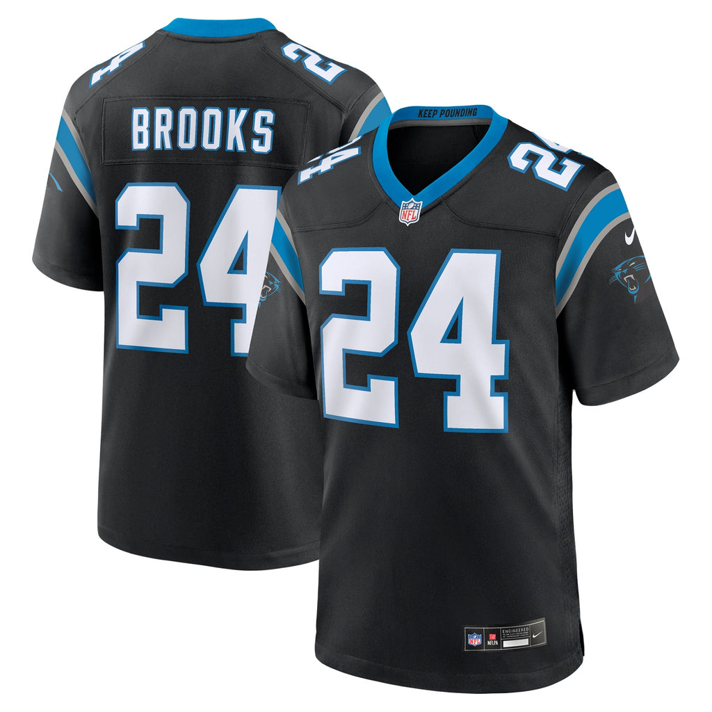 Carolina Panthers Jonathon Brooks Black Game Jersey product image 2, provided for visual reference and product detail review