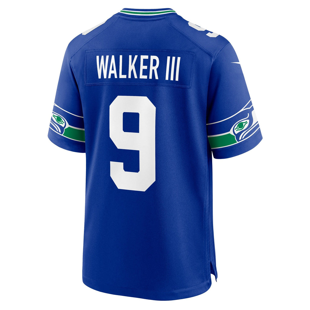Seattle Seahawks Kenneth Walker III Royal Throwback Player Game Jersey product image 4, provided for visual reference and