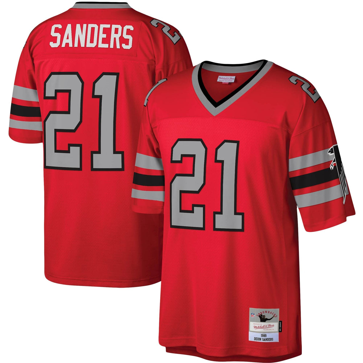Atlanta Falcons Deion Sanders Red Legacy Replica Jersey product image 2, provided for visual reference and product detail