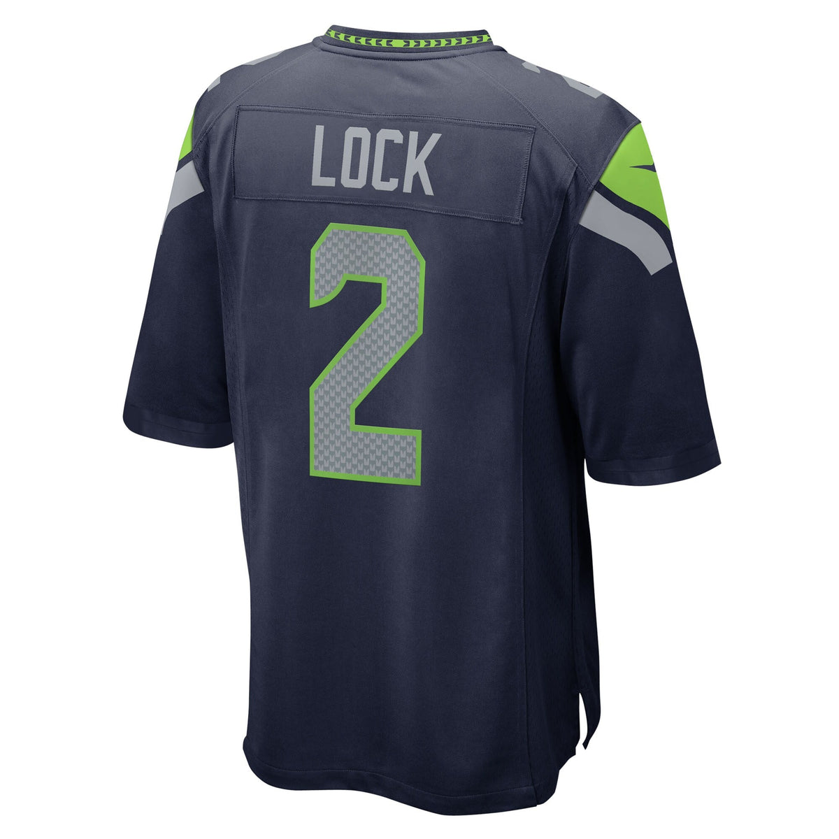 Seattle Seahawks Drew Lock College Navy Team Game Jersey product image 4, provided for visual reference and product detail