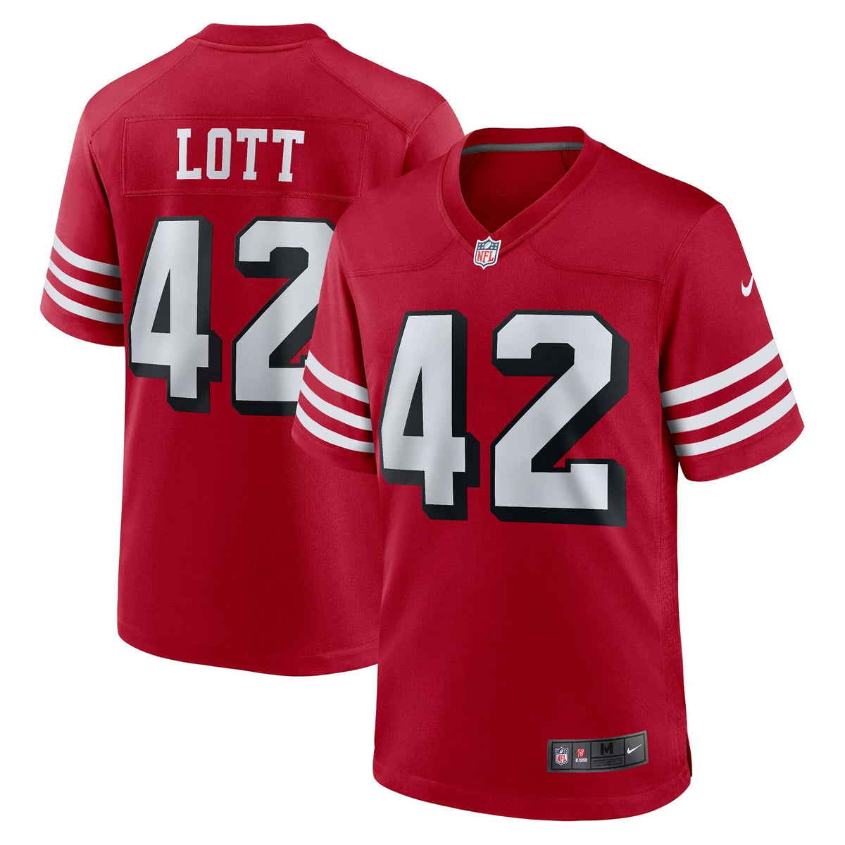 San Francisco 49ers Ronnie Lott Scarlet Retired Player Alternate Game Jersey product image 2, provided for visual reference