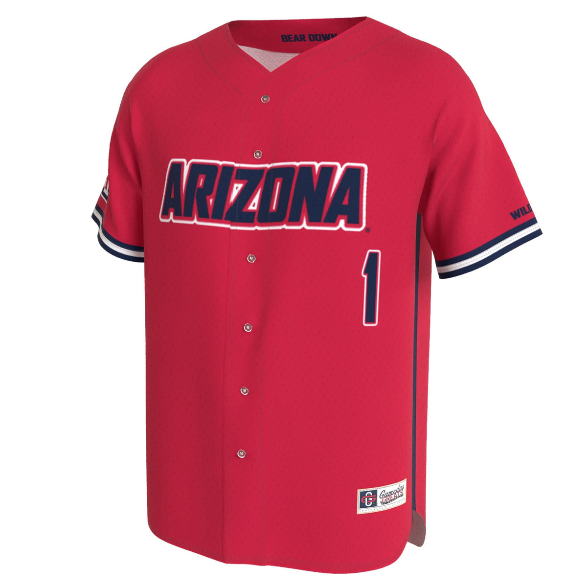 Arizona Wildcats Lightweight Collegiate Baseball Fashion Jersey - Red product image 3, provided for visual reference and