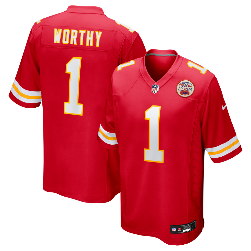 Kansas City Chiefs Xavier Worthy Red Player Game Jersey product image 1, provided for visual reference and product detail