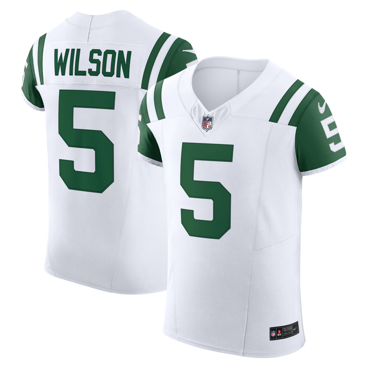 New York Jets Garrett Wilson White Classic Alternate Vapor F.U.S.E. Elite Jersey product image 1, provided for visual