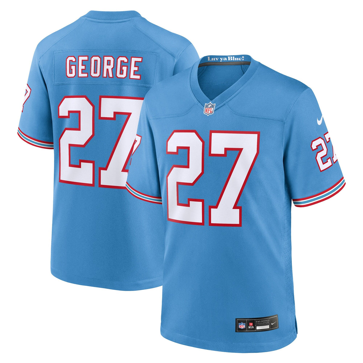 Tennessee Titans Eddie George Light Blue Retired Player Alternate Game Jersey product image 2, provided for visual reference
