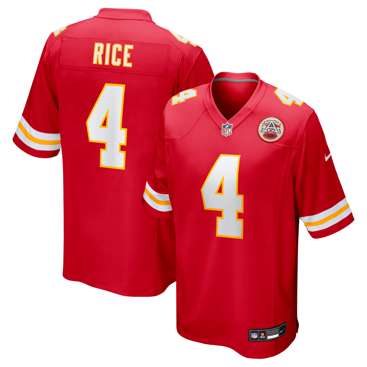 Kansas City Chiefs Rashee Rice Red Game Jersey product image 1, provided for visual reference and product detail review