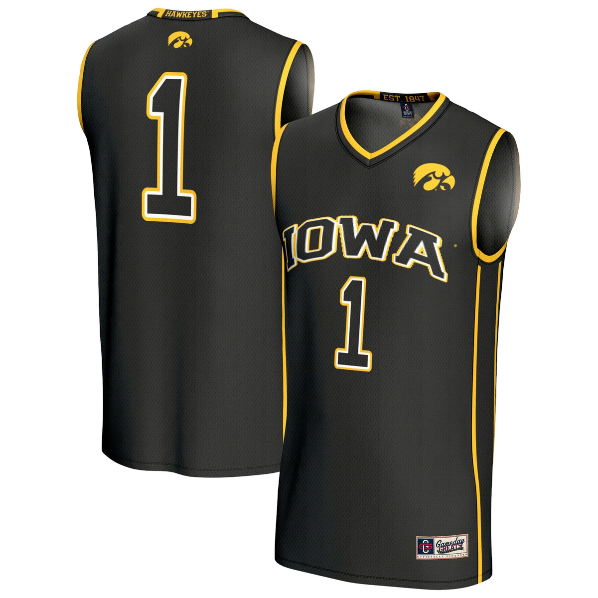 Iowa Hawkeyes Lightweight Collegiate Basketball Fashion Jersey - Black product image 2, provided for visual reference and