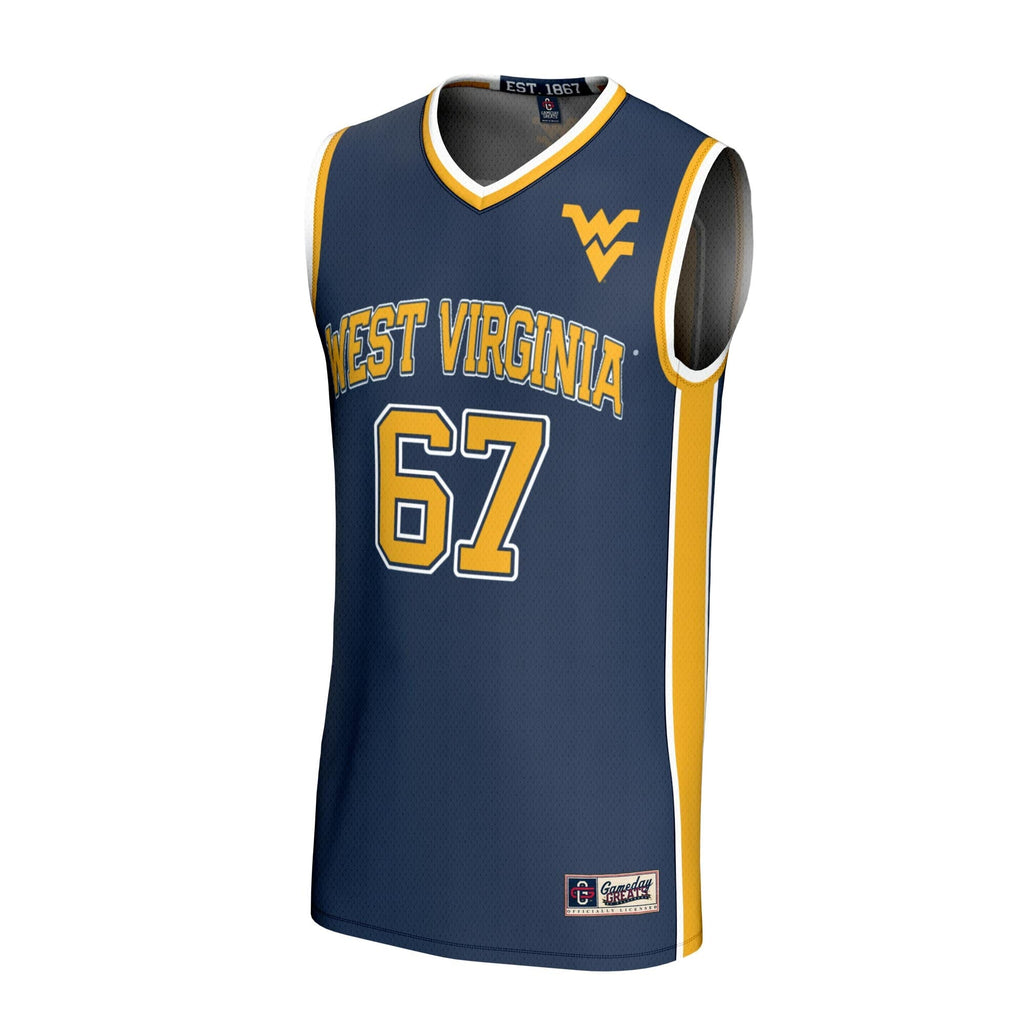 West Virginia Mountaineers Lightweight Collegiate Basketball Fashion Jersey - Navy product image 3, provided for visual