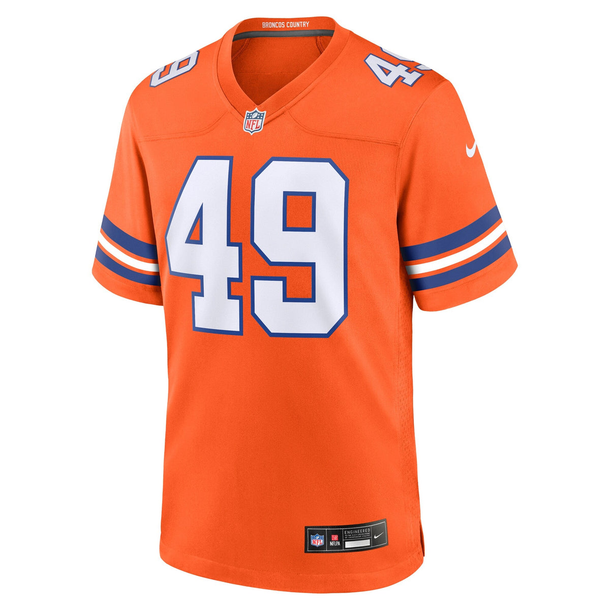 Denver Broncos Dennis Smith Orange Retired Player Alternate Game Jersey product image 3, provided for visual reference and