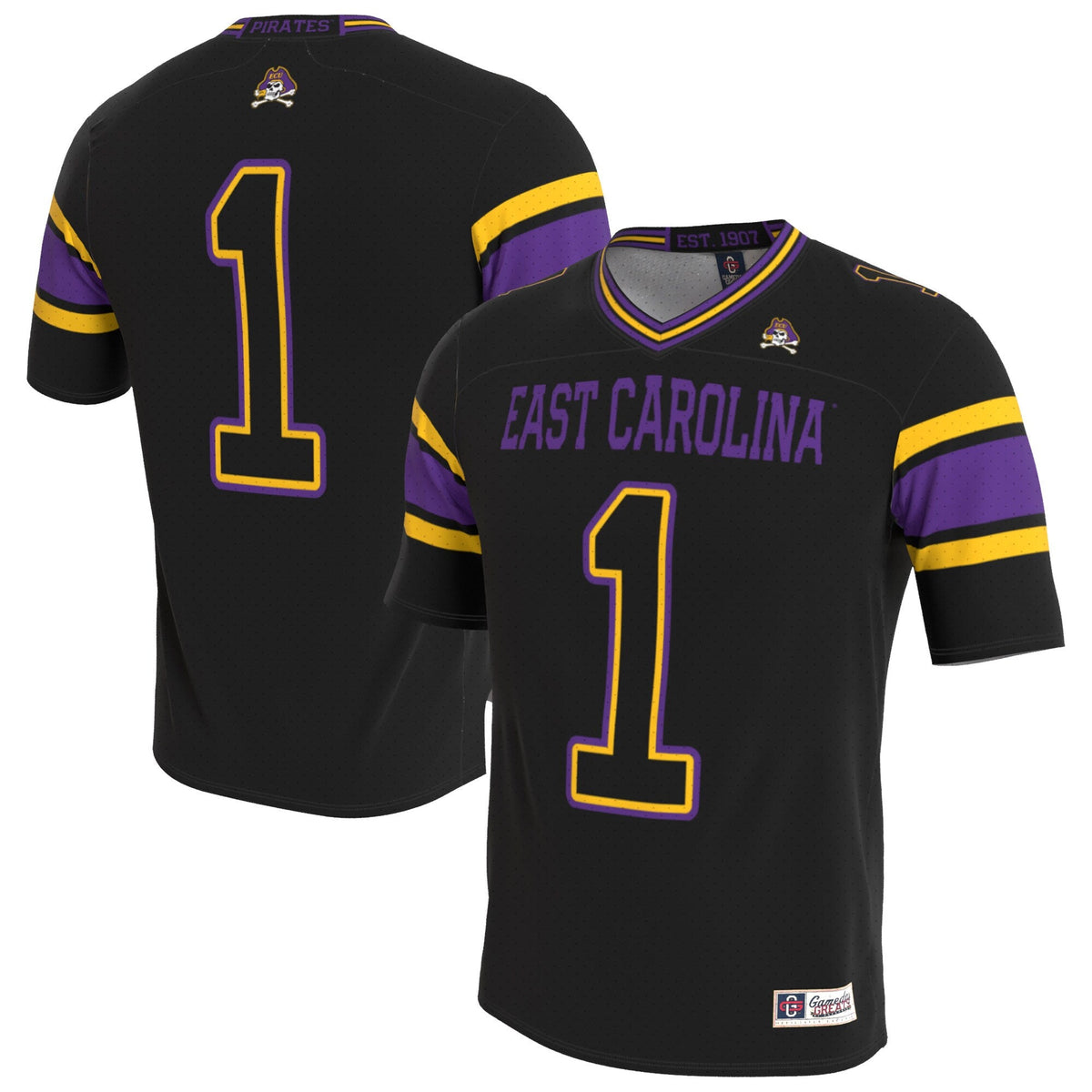 ECU Pirates Lightweight Collegiate Football Blackout Fashion Jersey product image 2, provided for visual reference and
