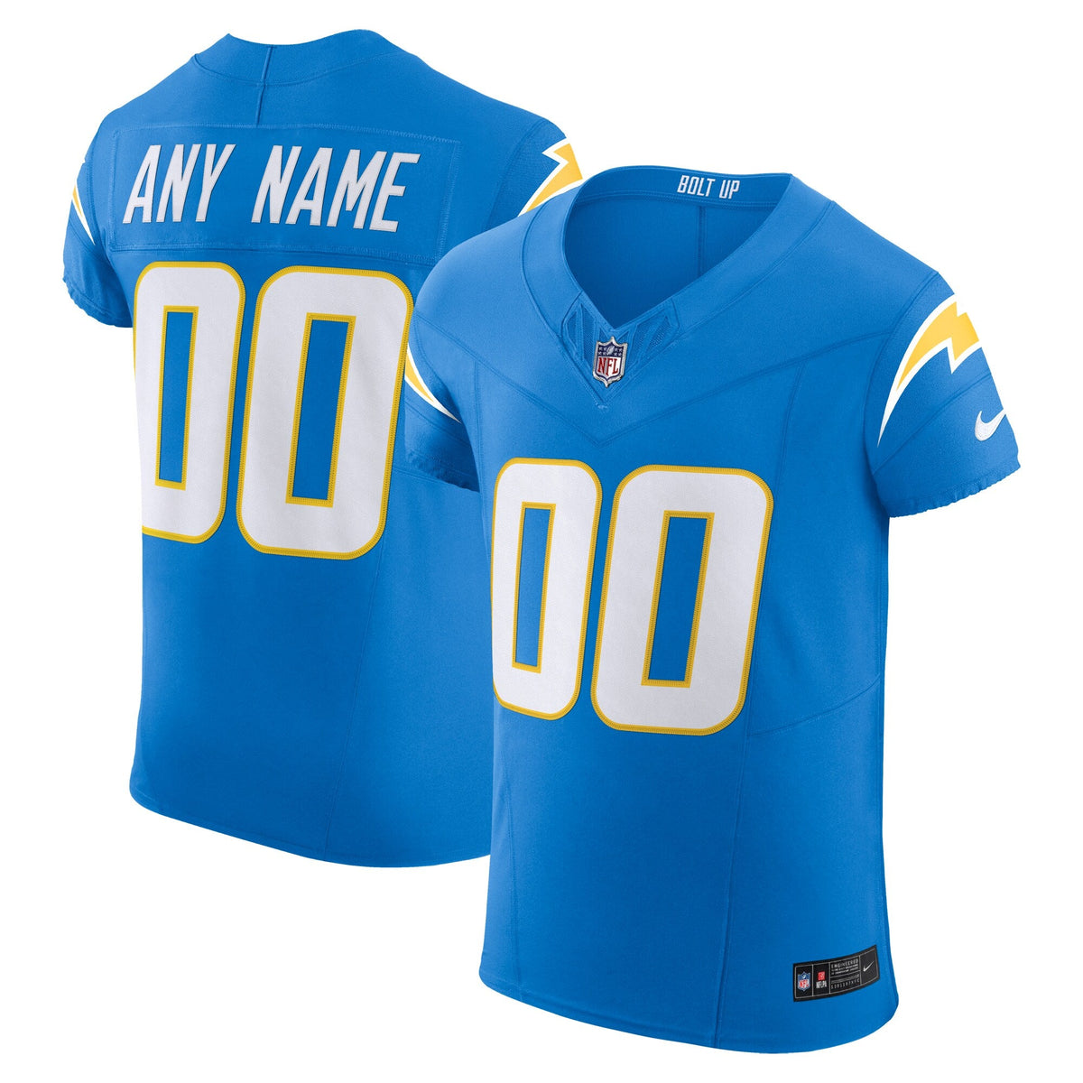 Los Angeles Chargers Powder Blue Vapor F.U.S.E. Elite Custom Jersey product image 1, provided for visual reference and