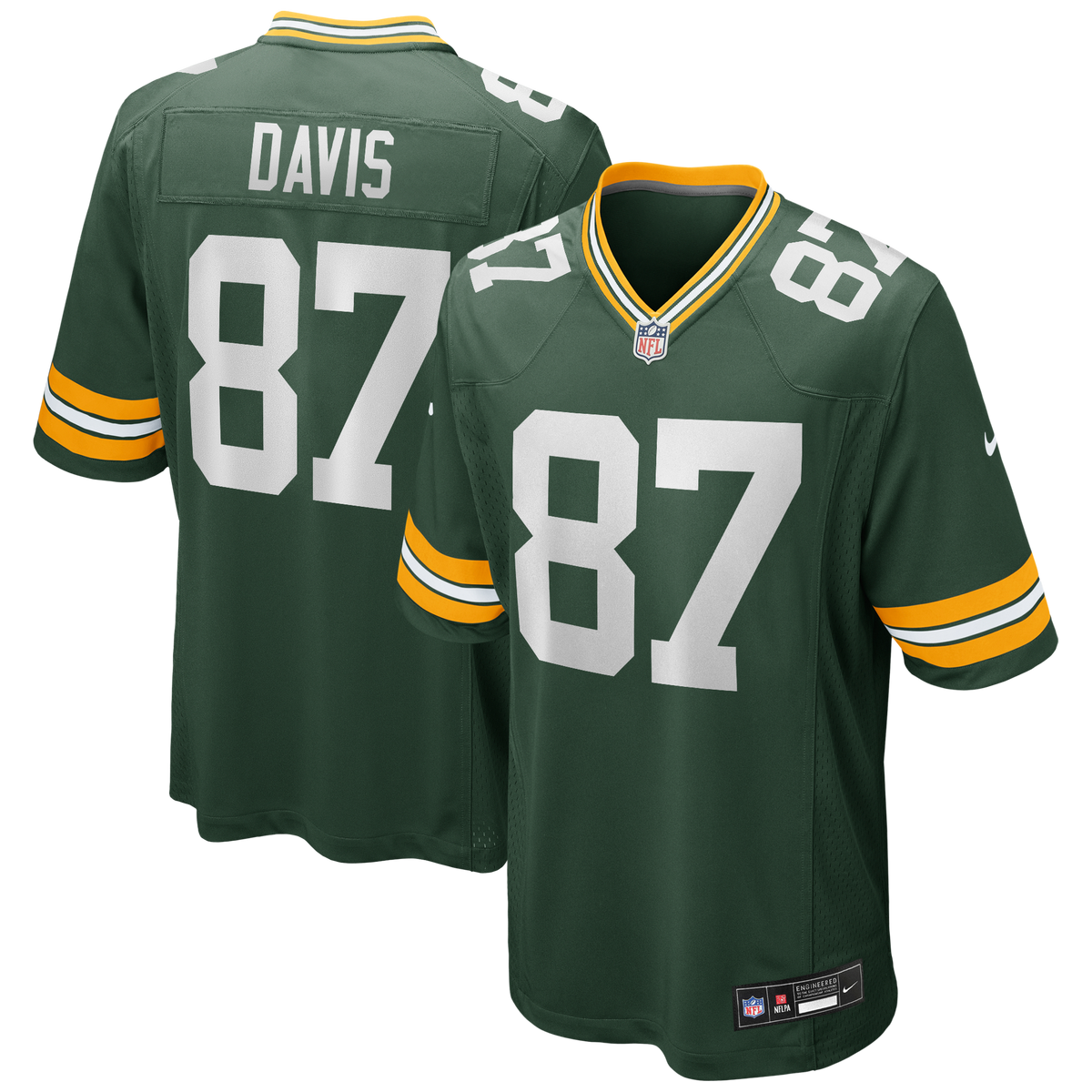 Green Bay Packers Willie Davis Green Game Retired Player Jersey product image 1, provided for visual reference and product