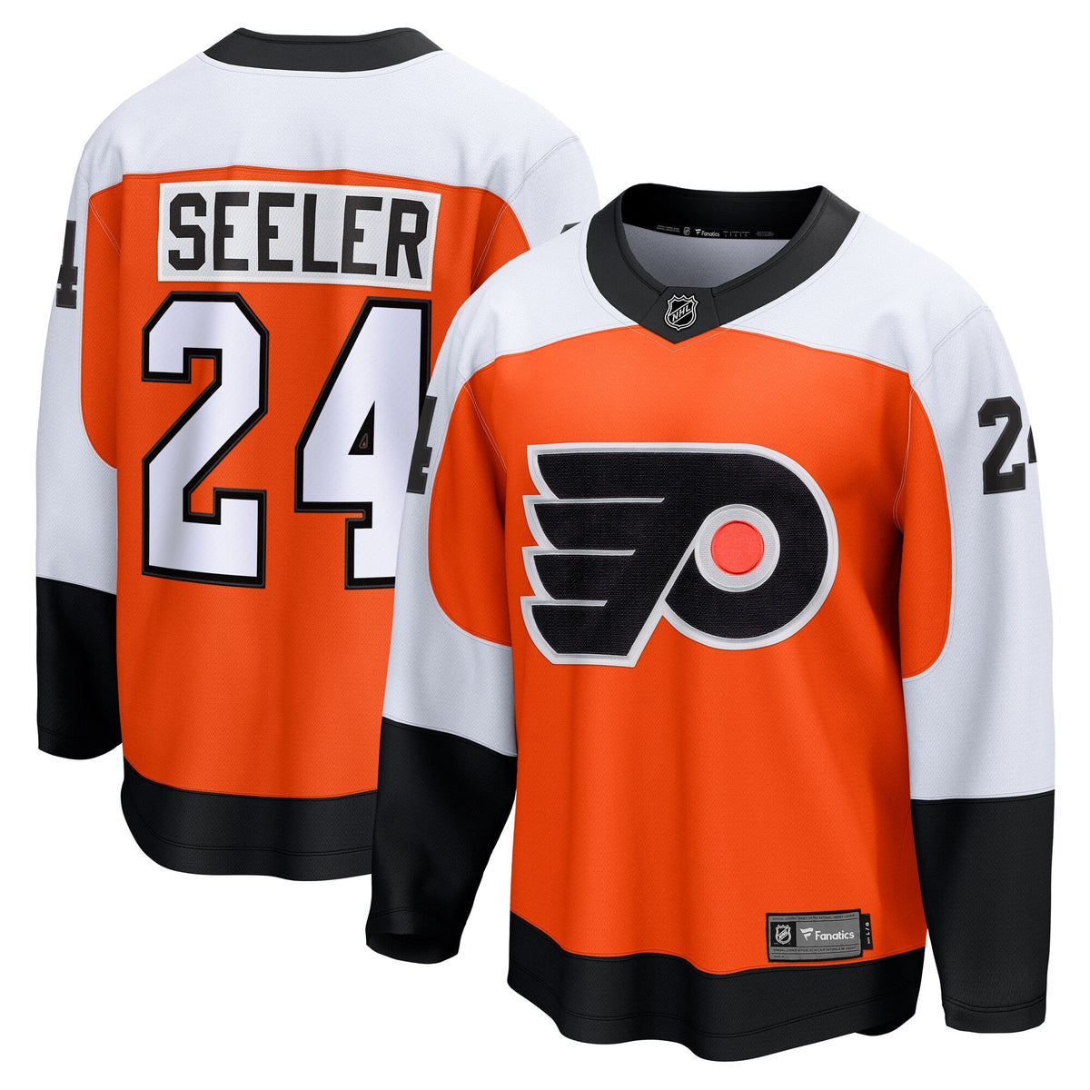 Philadelphia Flyers Nick Seeler Orange Home Breakaway Jersey product image 1, provided for visual reference and product