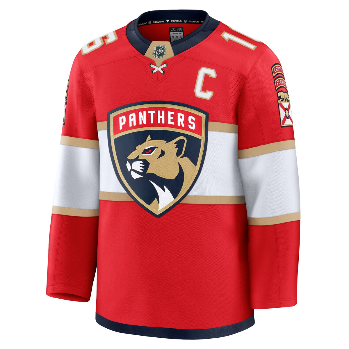 Florida Panthers Aleksander Barkov Red Home Premium Jersey product image 3, provided for visual reference and product detail